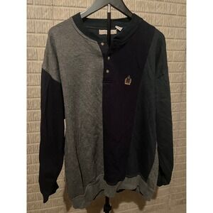 Bugle Boy Company Color Block Long Sleeve Button Neck Sweatshirt‎ XL